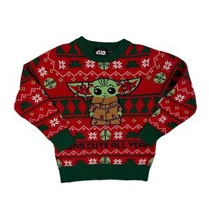 Star Wars Unisex Boy/Girl Baby Yoda Christmas Sweater Sz 2T I Was Cute All Year